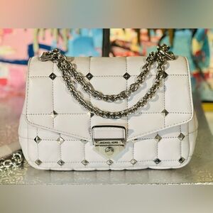 Michael Kors White Quilted Crossbody Bag